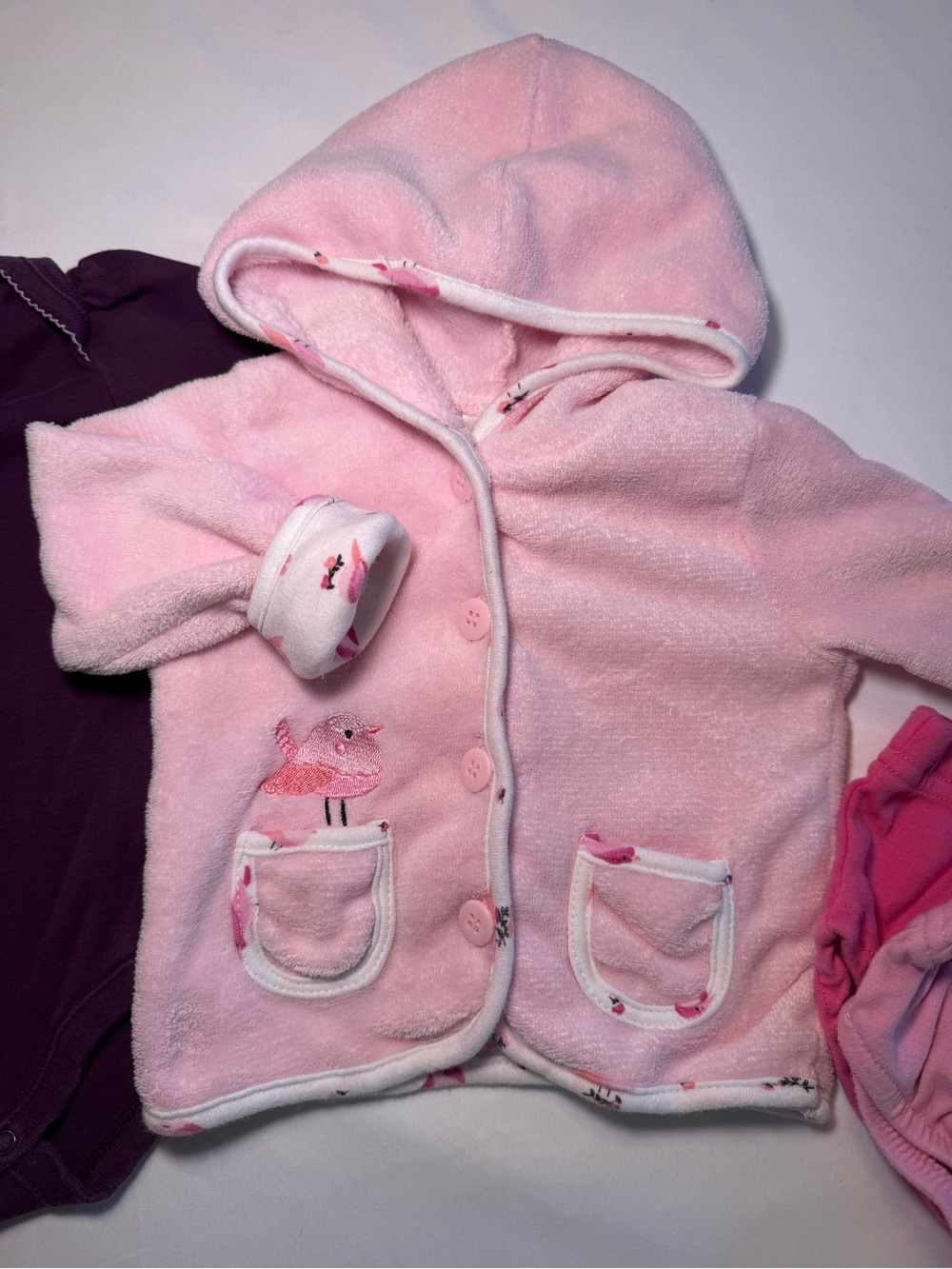 Carters ‘Grandma's Little Sweetie' Bodysuit/Pink Hooded Jacket Set/Diaper Cover - Picture 4 of 9